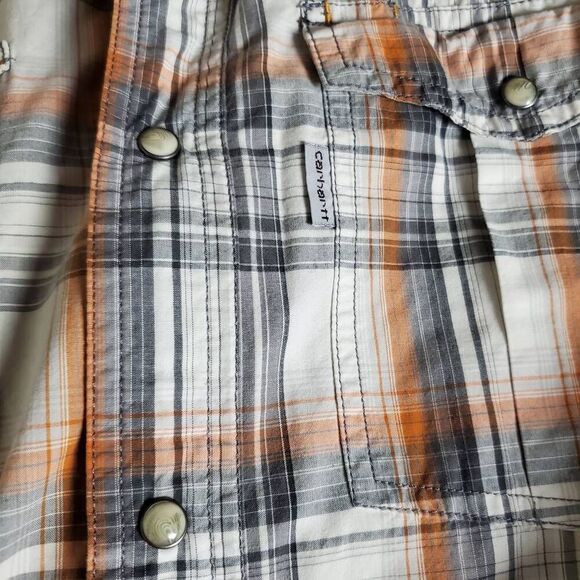 Carhartt Plaid Short Sleeve Button Up Shirt Men’s Medium Relaxed Fit Workwear - Picture 6 of 7
